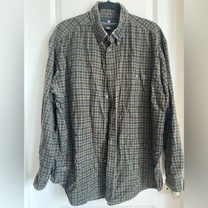 Consensus Sportswear Men's corduroy Blue and Brown Checkered Shirt size large